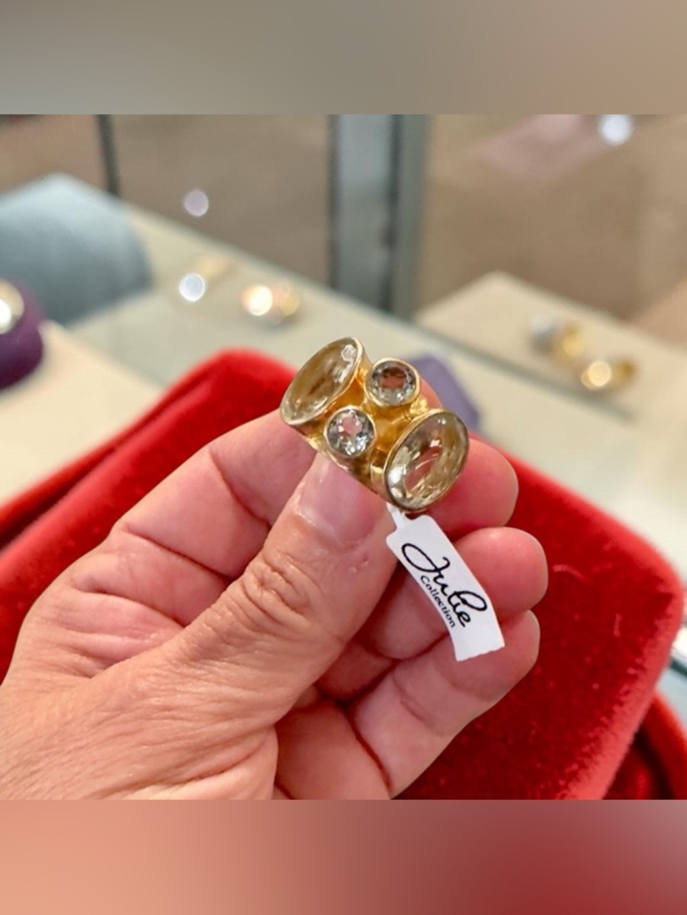 NWT AUTHENTIC RARE VINTAGE LUXURY SUMMER SPRING JULIE VOS 4 STONE STATEMENT RING